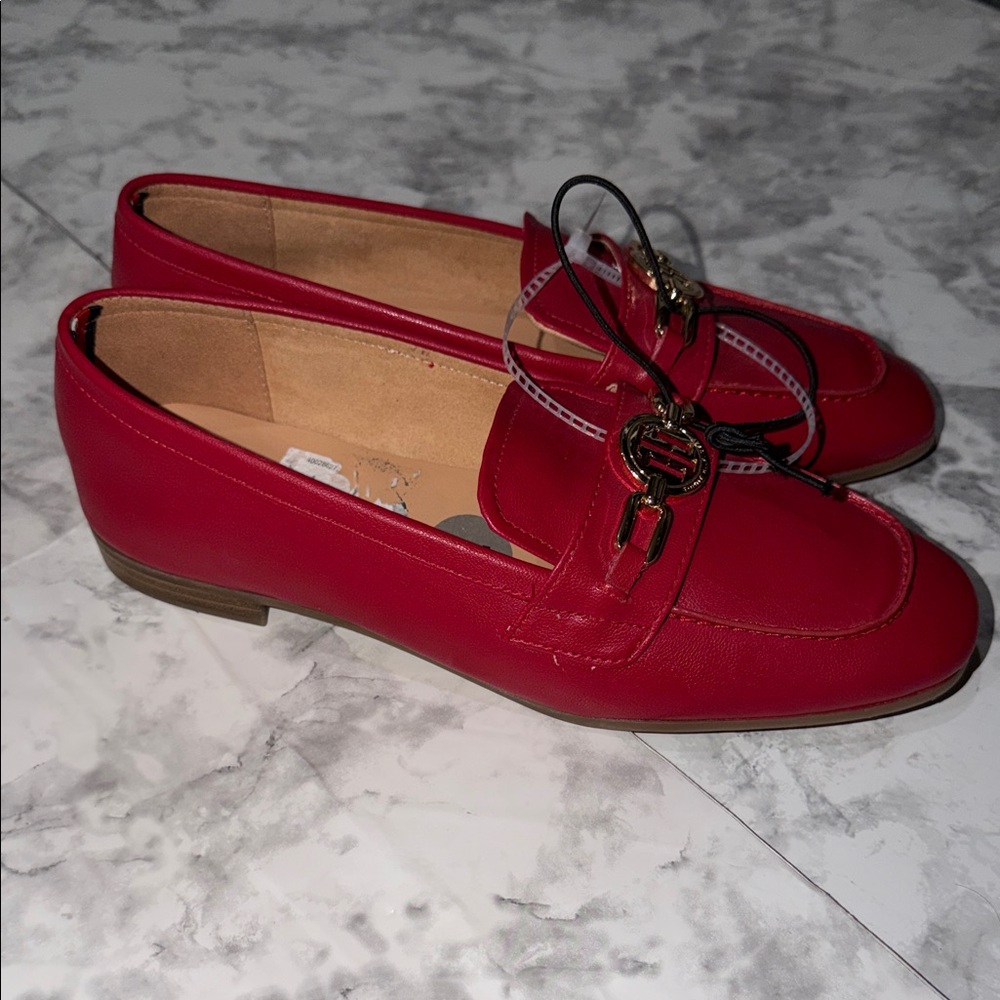 Tommy Hilfiger Red Leather Loafers